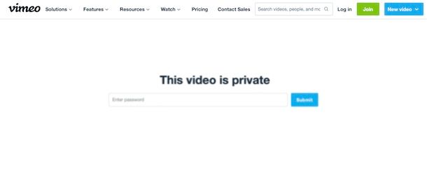 Video con password su Vimeo