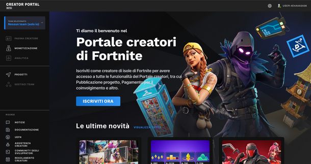 Portale Creatori Fortnite