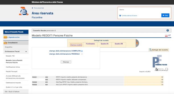 cassetto fiscale sul sito dell'Agenzia delle Entrate