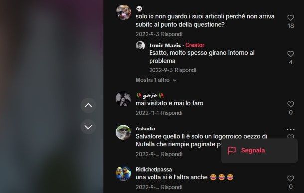 Come segnalare un commento su TikTok