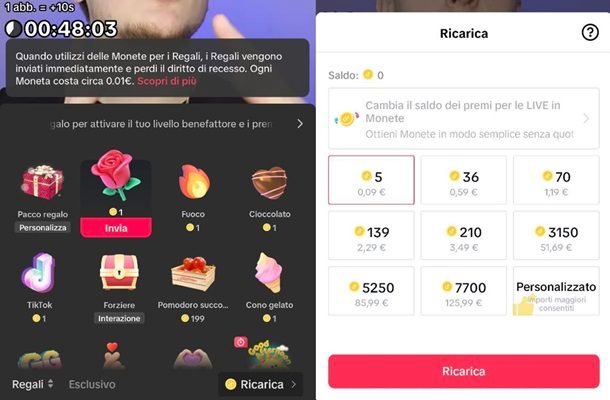 Come acquistare Regali su TikTok