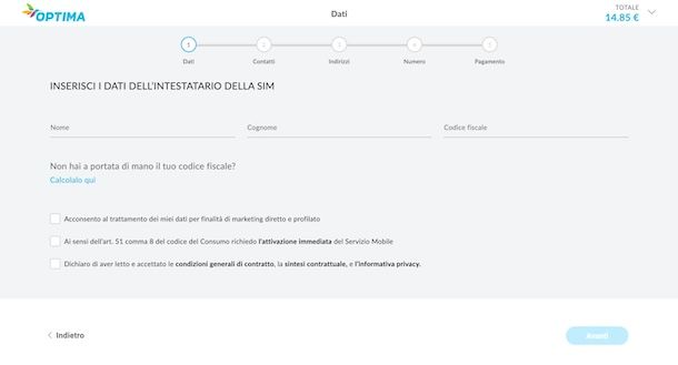 Acquistare SIM Optima online
