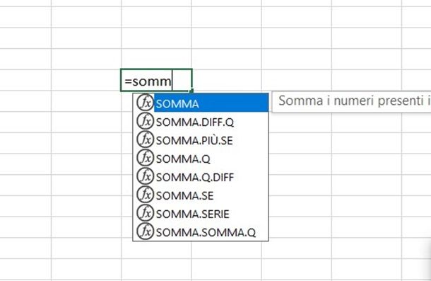 excel somma