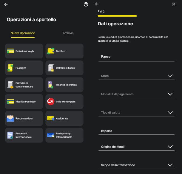 trasferimento fondi MoneyGram app Poste Italiane