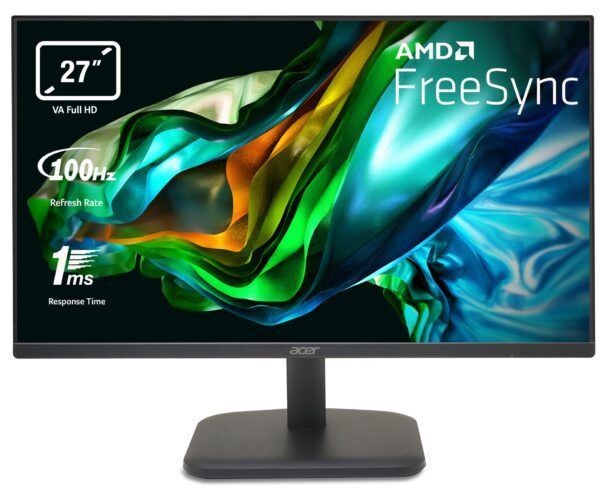 ATLANTIS Monitor 27 Pollici IPS 75Hz – Full HD, FreeSync, VGA/HDMI, 5ms, Inclinabile, Nero