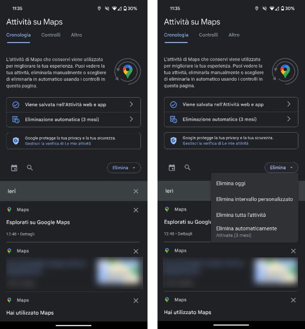 Come cancellare cronologia Maps Android