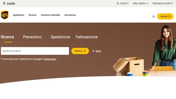 Il sito Internet di UPS