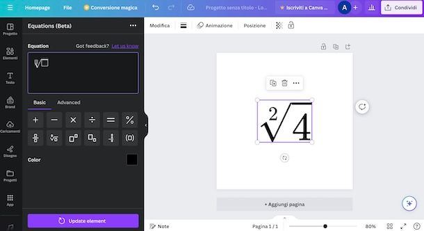 Scrivere formule su Canva