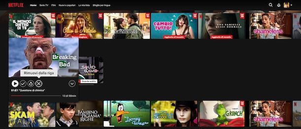 Rimuovere continua a guardare su Netflix da computer