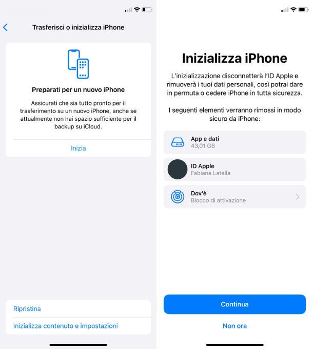 Ripristinare un backup di iCloud