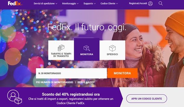 Il sito Internet di Fedex