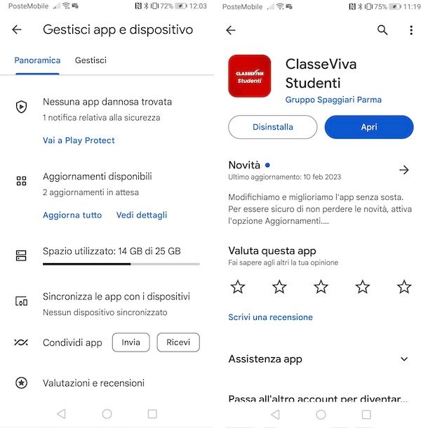 Aggiornare ClasseViva su Android