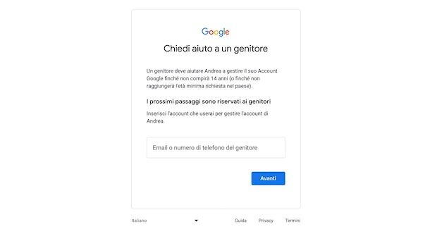 Account Google per bambini