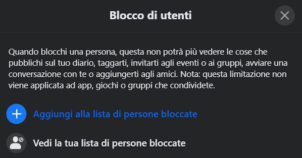 Bloccare su Facebook da PC