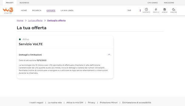 Disattivazione servizi VoLTE