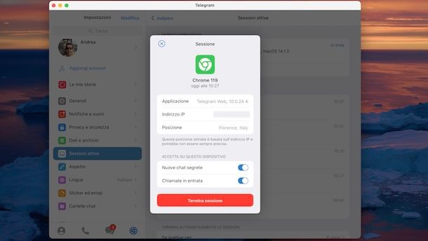 Telegram su Mac