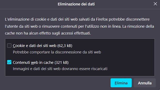 Come svuotare cache Firefox