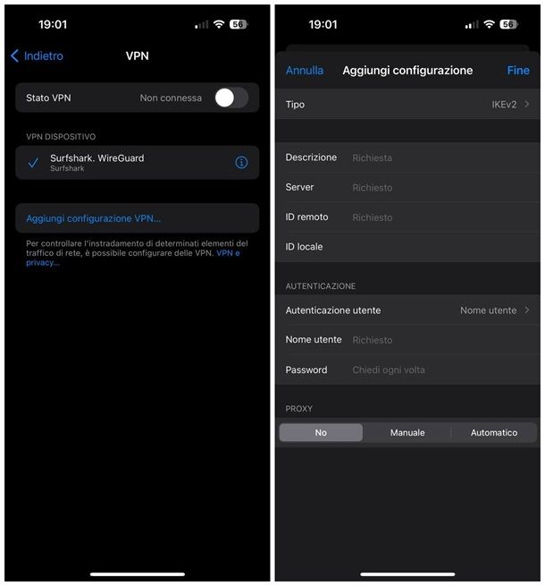 Come attivare VPN su iPhone manualmente