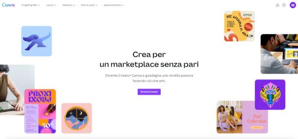 pagina Creators sul sito di Canva