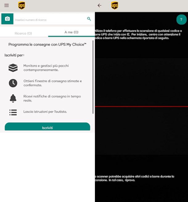 Rintracciare una spedizione UPS da app