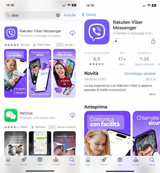 Viber su iPhone