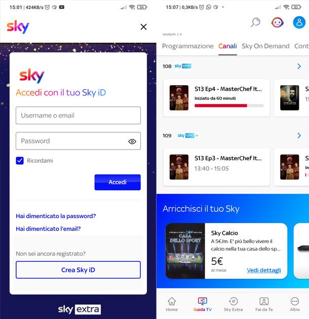 Guida TV su My Sky