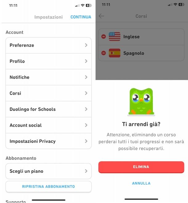 Duolingo su iPhone