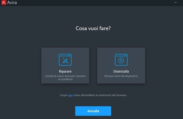 avira disinstallare