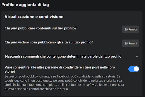 Bloccare tag e post sul proprio diario da PC