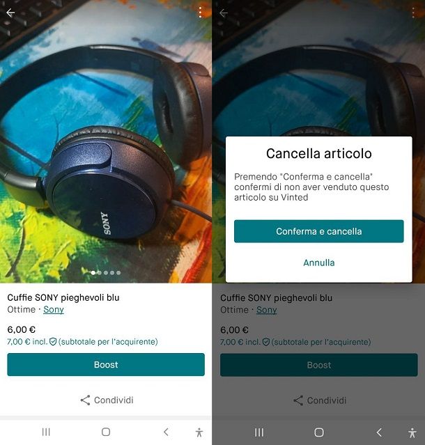 Come togliere un articolo da Vinted
