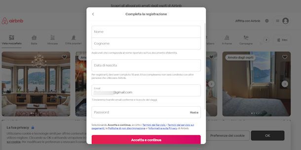 Iscriversi a Airbnb da PC