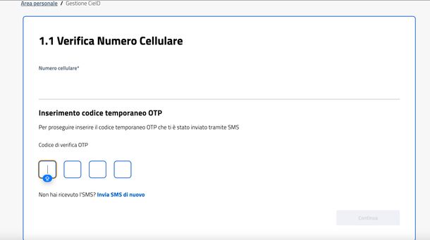 Verifica CIE numero di telefono