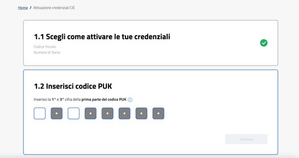 attivazione CIE codice PUK