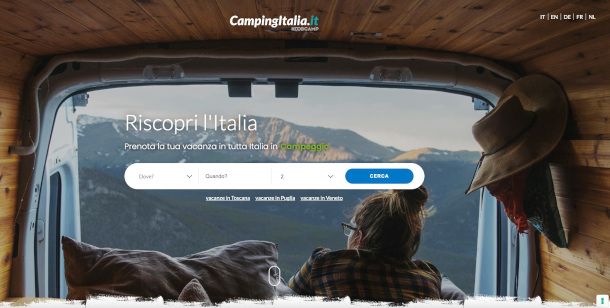 home page sito CampingItalia