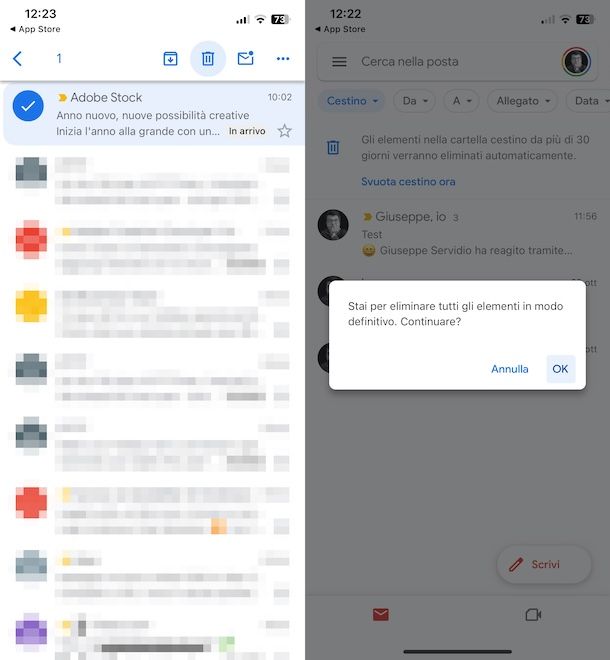 Eliminare messaggi da Gmail