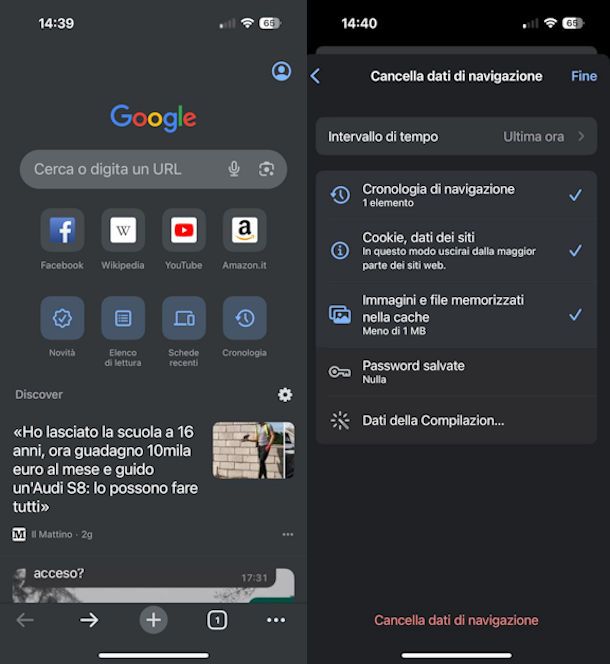 Cancellare cookie Chrome iPhone e iPad