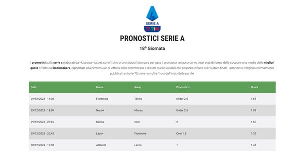 NostradamusBet sezione pronostici