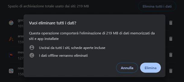 Cancellare cookie Chrome su PC