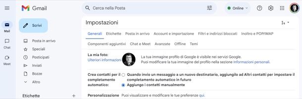 Cancellare suggerimenti contatti di Gmail