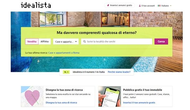 Il sito Internet di Idealista 