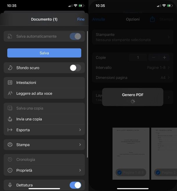 iPhone stampante PDF