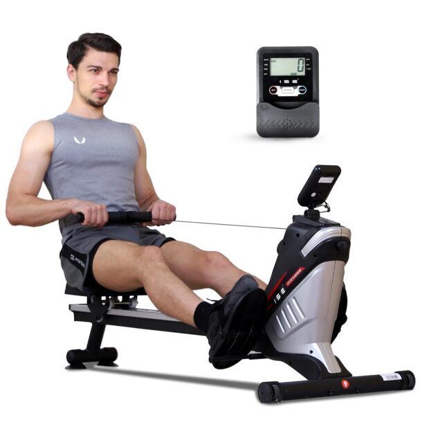 Vogatore Da Casa SPORTNOW - Silenzioso, Compatto, Resistenza Elastica, Monitor LCD, Fino A 150kg, Salvaspazio