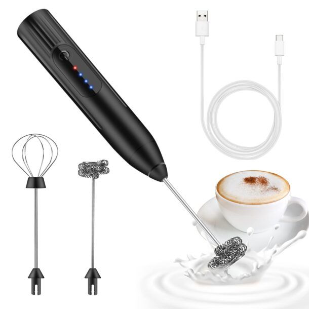 Montalatte ricaricabile con frusta elettrica 2 in 1, montalatte USB  domestico, montalatte elettrico portatile per caffè