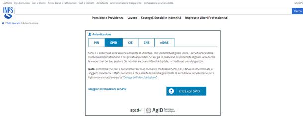 Accesso al sito INPS