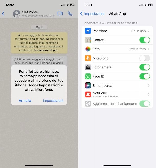 Microfono WhatsApp su iPhone