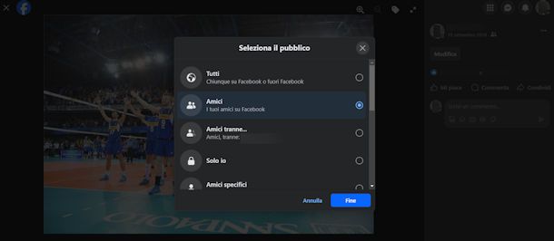 Modificare la privacy delle foto Facebook da PC