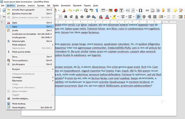 Libreoffice Writer Copia e incolla