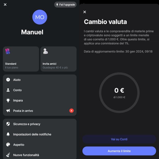 verifica soglia cambio valuta app Revolut