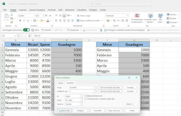 copiare formule senza riferimenti con funzione Trova e sostituisci