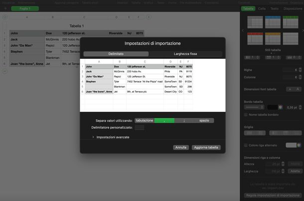 Apple Numbers CSV